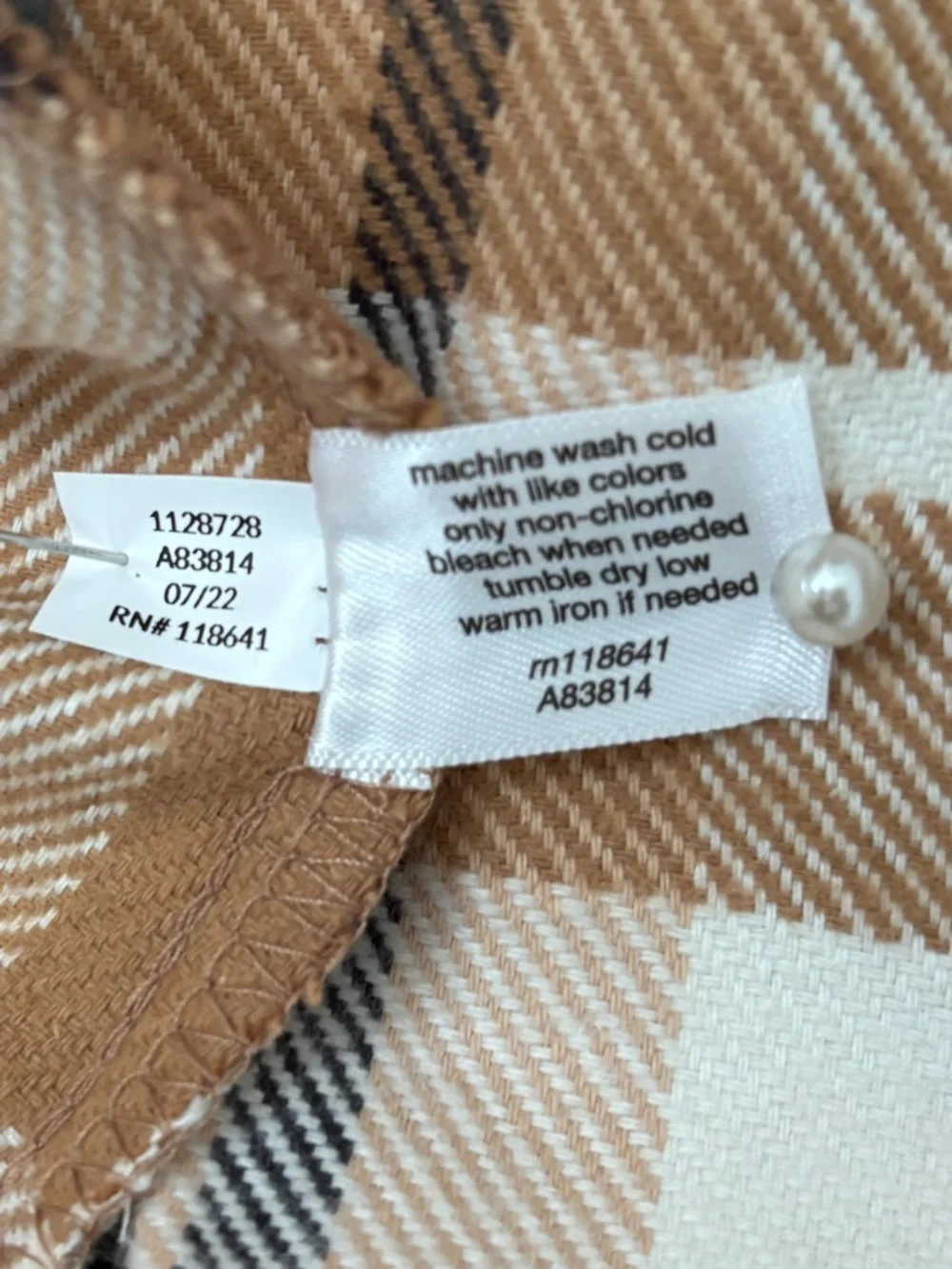 Lane Bryant NWT Plaid Button-Up Shacket 14/16 Camel/Black/White Flannel - Picture 8 of 8